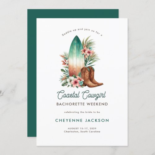 Modern Rustic Coastal Cowgirl Bachelorette Invitat Invitation