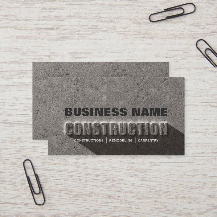 Modern Rustic Concrete Rock Text Construction Business Card Modern Rustic Concrete Rock Text