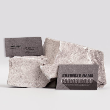 Modern Rustic Concrete Rock Text Construction Business Card by ReadyCardCard at Zazzle
