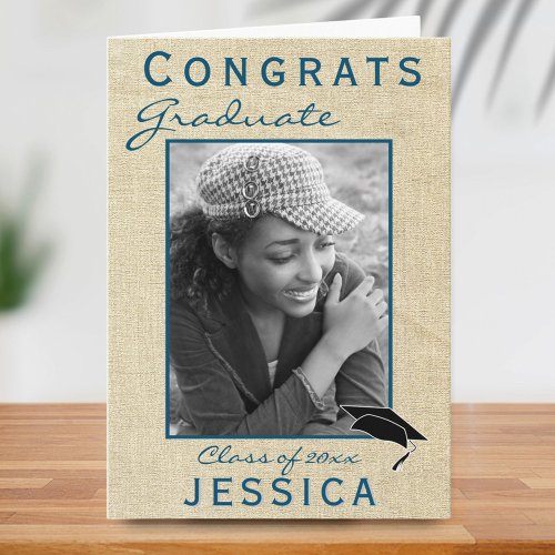 Modern Rustic Congrats Graduate Graduation Photo Card