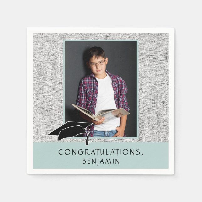 Modern Rustic Congratulations Graduation Photo Napkins (Front)