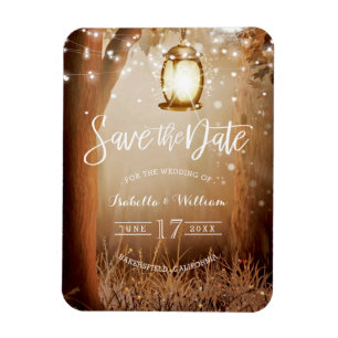Modern Rustic Country String Lights Save the Date Magnet