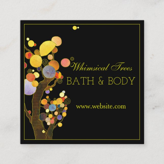Modern Rustic Country Trees Body & Bath Square Business Card (Front)