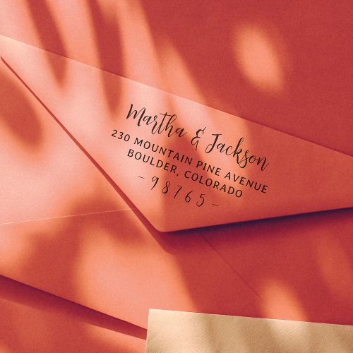 Modern Rustic Couple Names Wedding Return Address Self_inking Stamp