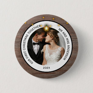 Modern Rustic Couples First Christmas Together  Button