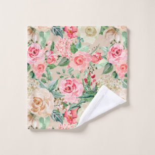 Modern rustic creme rose pink watercolor floral wash cloth
