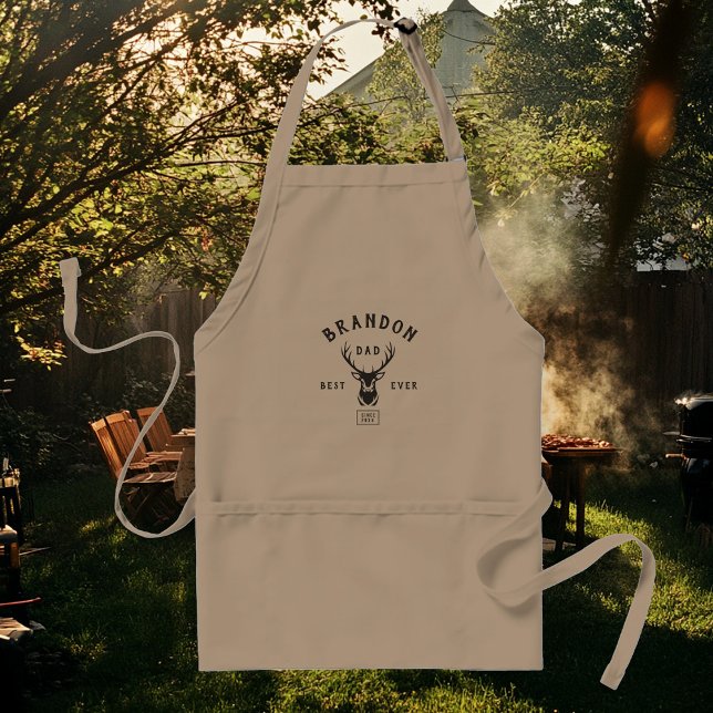 Modern Rustic Custom Best Dad Ever Retro Cool Adult Apron (Creator Uploaded)