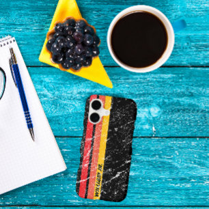 Modern Rustic Custom Name   Red Orange Yellow Line iPhone 17 Case