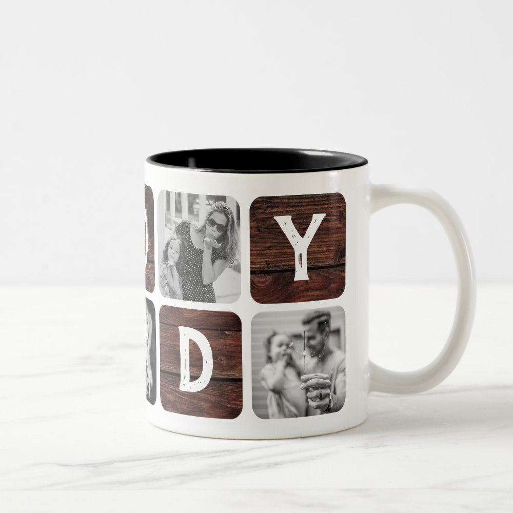 Disover Modern Rustic Daddy Retro Cool Photo Collage Two-Tone Coffee Mug