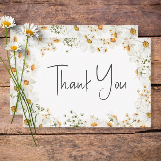 Modern Rustic Daisy Frame Wedding Thank You Card (Creator Uploaded)