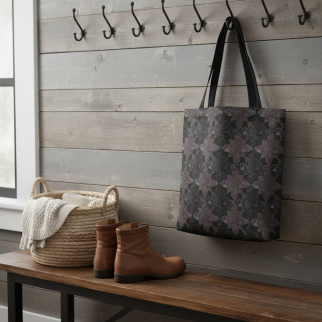 Modern Rustic Damask Leather Quilt Pattern Tote Bag (Creator Uploaded)