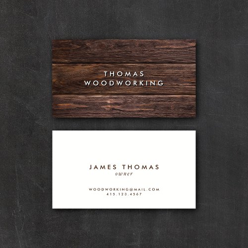 Modern Rustic Dark Wood  Business Cards