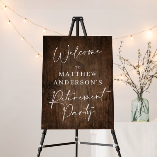 Modern Rustic Dark Wood Retirement Party Sign