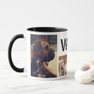 Modern Rustic Deer Antlers & 4 Family Photos Mug
