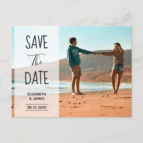 Modern Rustic Destination Beach Wedding Invitation Postcard