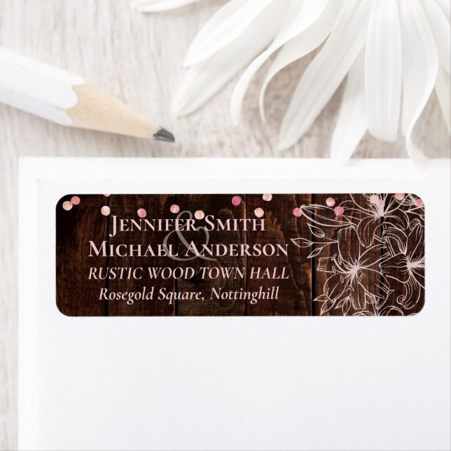 Modern Rustic Dusty Rose Pink Confetti Wedding Label (Insitu)