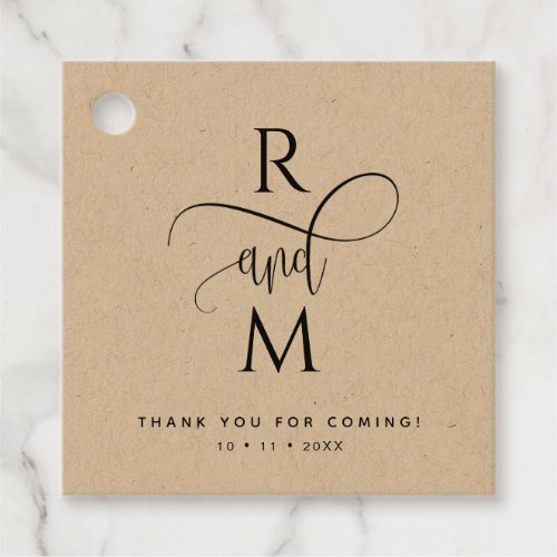 Modern Rustic Elegant Monogram Kraft Paper Wedding Favor Tags