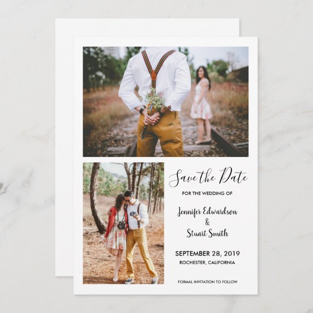 Modern rustic elegant photo Save the Date Invitation (Front/Back)