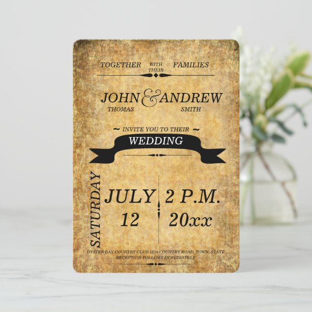 Modern, Rustic, Elegant Wedding Invitation (Standing Front)