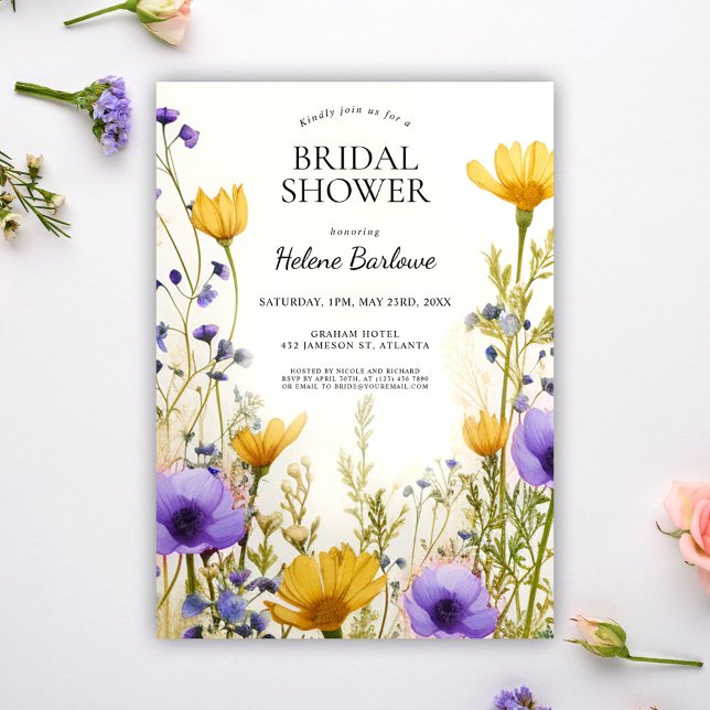 Modern Rustic Elegant Wildflower Bridal Shower Invitation (Modern Rustic Elegant Wildflower Bridal Shower Invitation)