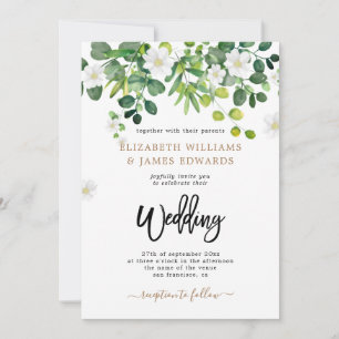 Modern Rustic Eucalyptus Leaves Wedding Invitation