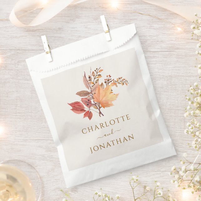 Modern Rustic Fall Boho Flower Wedding  Favor Bag (Clipped)
