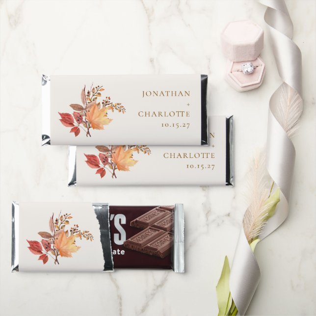 Modern Rustic Fall Boho Flower Wedding  Hershey Bar Favors (Front)