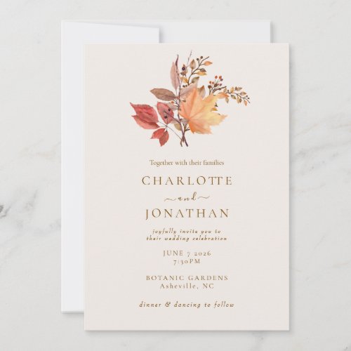 Modern Rustic Fall Boho Flower Wedding Invitation