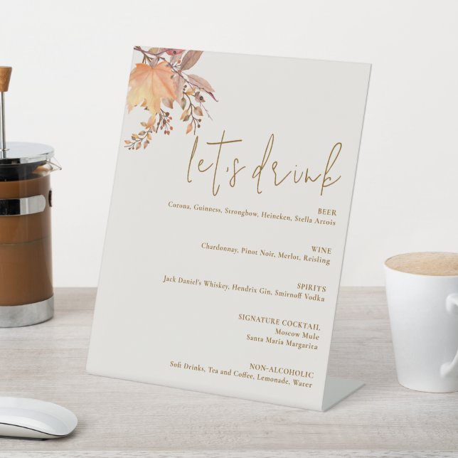 Modern Rustic Fall Boho Flower Wedding  Pedestal Sign (In SItu)