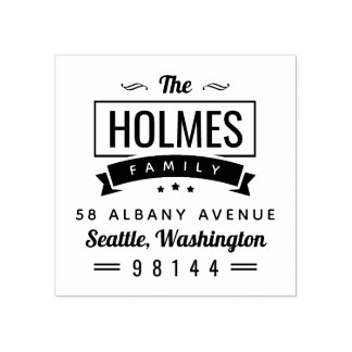 Modern Rustic Family Badge Return Address Stamp