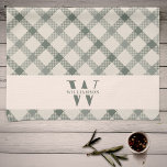 Modern Rustic Family Monogram Green Gingham Plaid Kitchen Towel<br><div class="desc">Modern,  rustic farmhouse chic monogrammed kitchen towels feature a faded green gingham plaid pattern,  with a white band bearing your custom family name and monogram.</div>