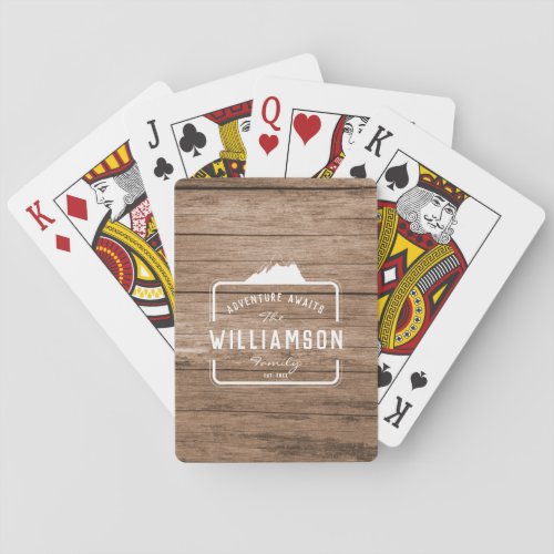 Modern Rustic Family Name Lakehouse Cottage Game Playing Cards