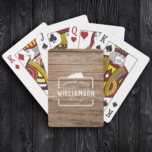 Modern Rustic Family Name Lakehouse Cottage Game Poker Cards