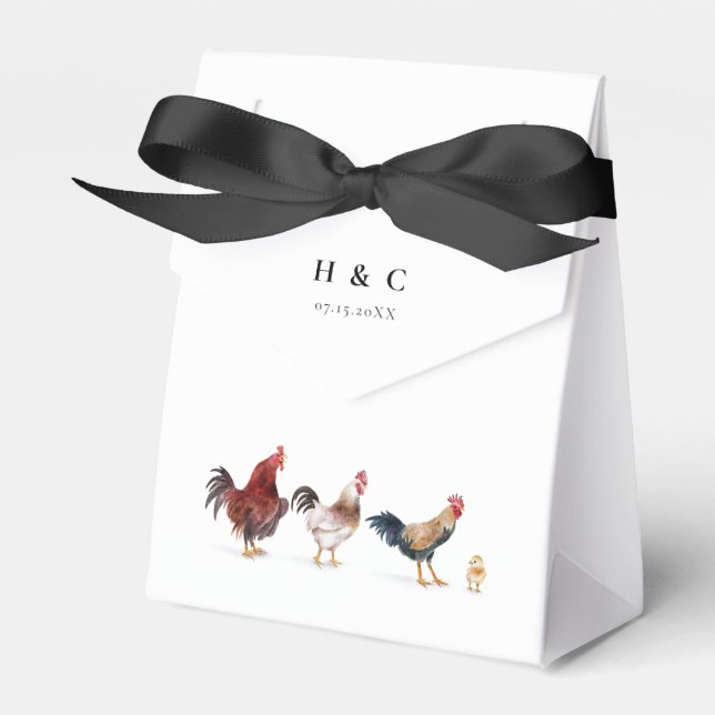 Modern Rustic Farm Chicken Wedding Favor Boxes (Front Side)