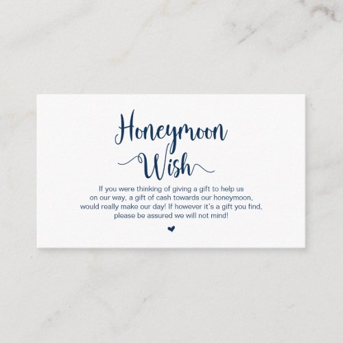 Modern Rustic Farm Navy Blue Honeymoon Wish Enclosure Card