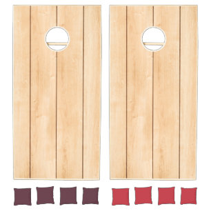Modern Rustic Farmhouse Family Monogram Name Wood Cornhole Set
