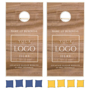 Modern Rustic Farmhouse Family Monogram Name Wood Cornhole Set