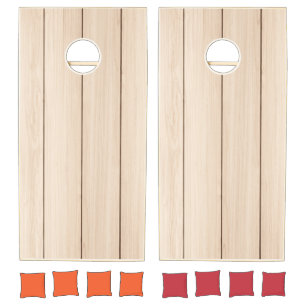 Modern Rustic Farmhouse Family Monogram Name Wood Cornhole Set