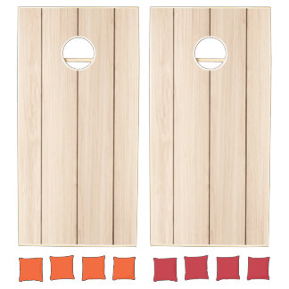 Modern Rustic Farmhouse Family Monogram Name Wood Cornhole Set