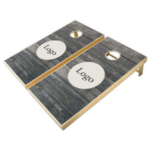 Modern Rustic Farmhouse Family Monogram Name Wood  Cornhole Set