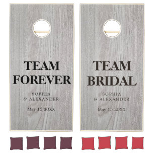 Modern Rustic Farmhouse Family Monogram Name Wood Cornhole Set