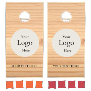 Modern Rustic Farmhouse Family Monogram Name Wood Cornhole Set