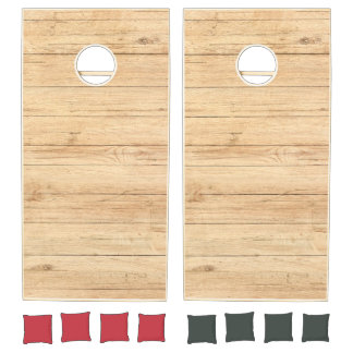 Modern Rustic Farmhouse Family Monogram Name Wood  Cornhole Set