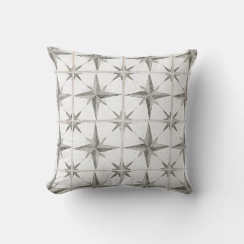 Modern Rustic Farmhouse Geometric Star Pattern Throw Pillow