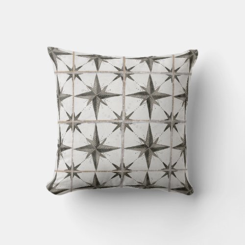 Modern Rustic Farmhouse Moravian Black White Star Throw Pillow