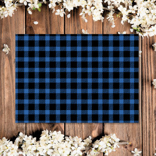 Modern Rustic Farmhouse Navy Blue Plaid Outdoor Rug