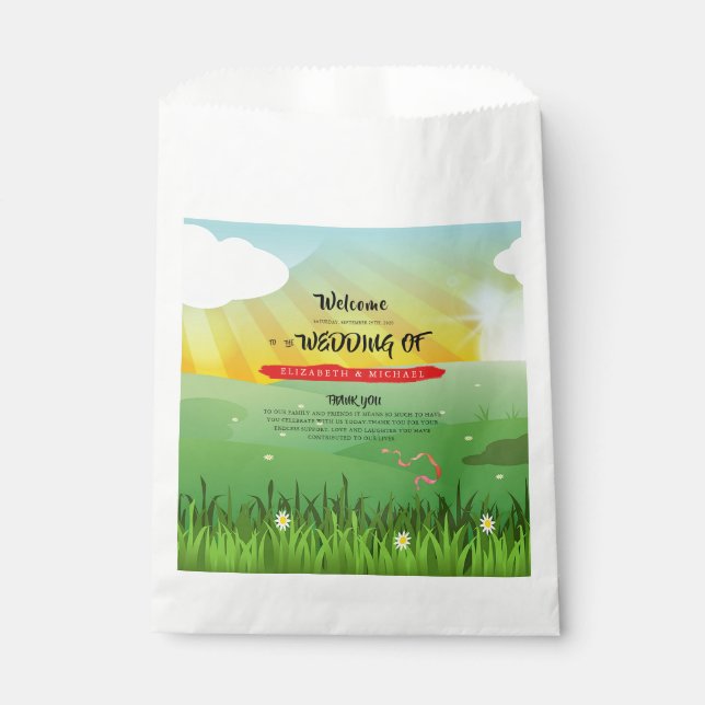 Modern Rustic Festival Wedfest Wedding Welcome Favor Bag (Front)