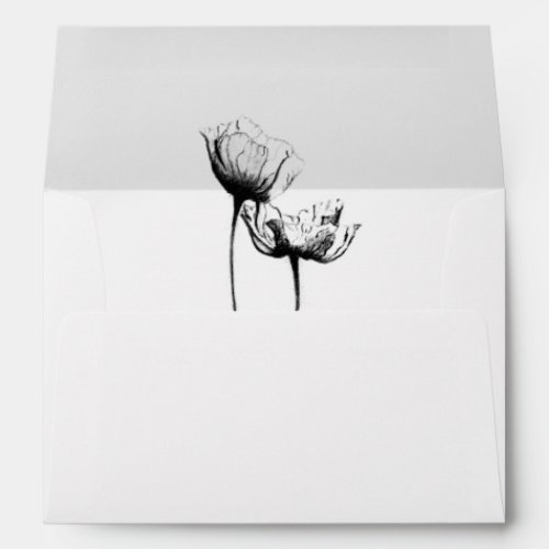 Modern Rustic Floral Black White Wedding Envelope