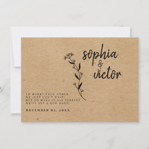 Modern Rustic Floral Change The Date Announcement