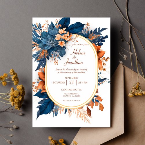 Modern Rustic Floral Elegant Wedding Invitation